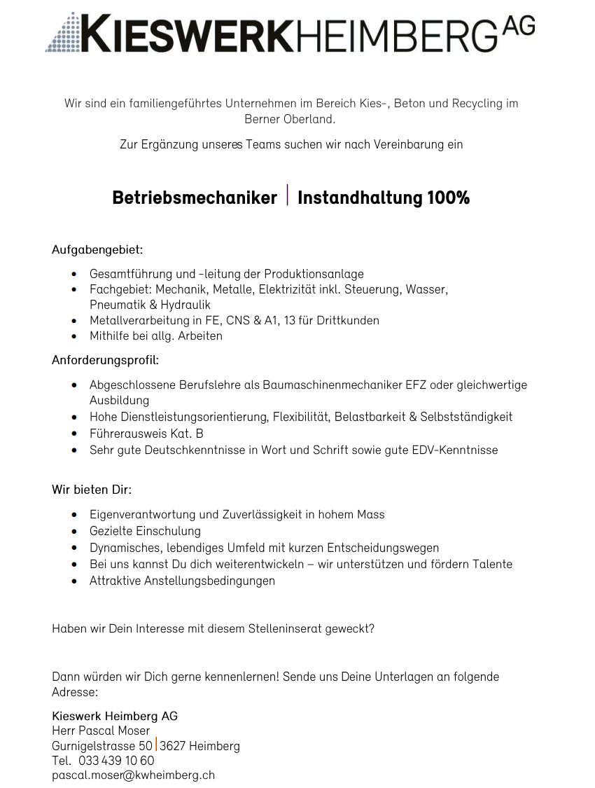 Job Betriebsmechaniker
